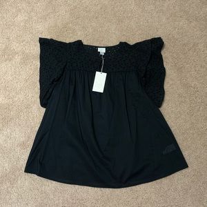 Black Ruffle Sleeved Top